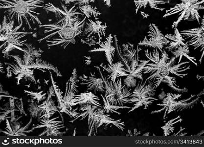 Natural frost background over window glass