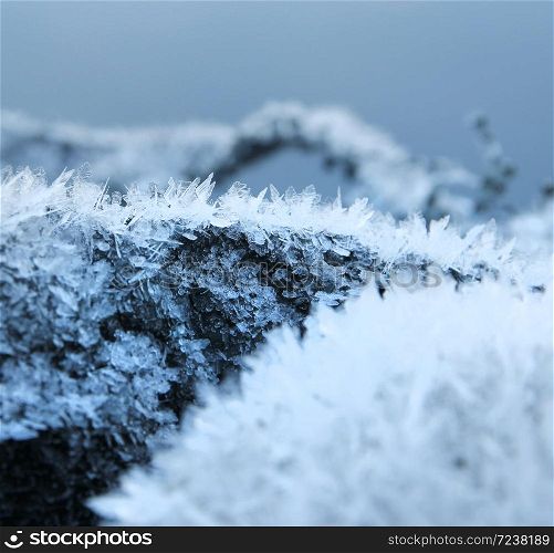 Natural frost snow ice crystals seasonal background