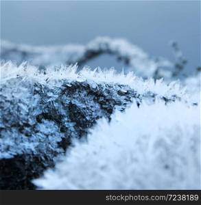 Natural frost snow ice crystals seasonal background