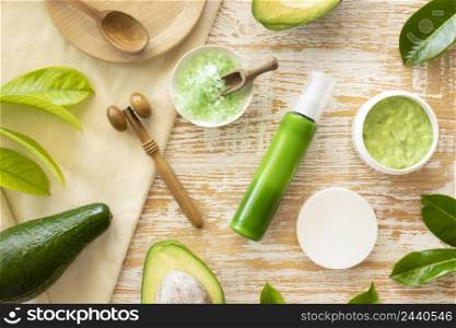 natural green avocado products beauty health spa concept