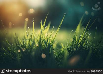 Natural Green Grass Background. Illustration Generative AI. Natural Green Grass Background. Illustration AI Generative