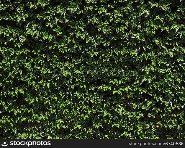 Natural Green Mosaic Leaves Textured Background or Wallpaper
