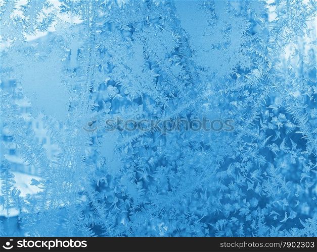 Natural ice pattern on winter glass