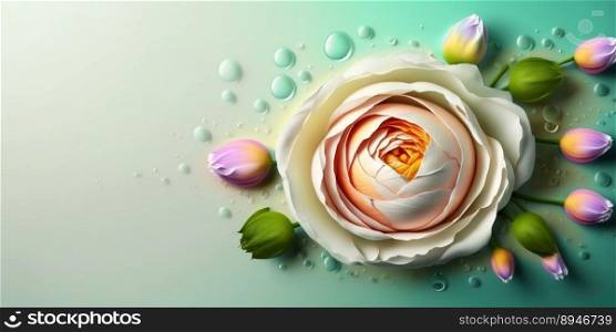 Natural Illustration of Colorful Rose Flower Blooming