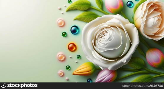 Natural Illustration of Colorful Rose Flower Blooming