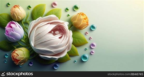 Natural Illustration of Colorful Rose Flower In Bloom