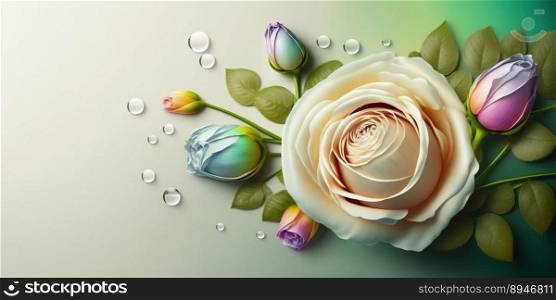 Natural Illustration of Rose Flower Blooming