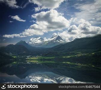 natural landscape at geirangerfjord . Norway mountain