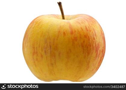 Natural multicoloured apple isolated on white background.