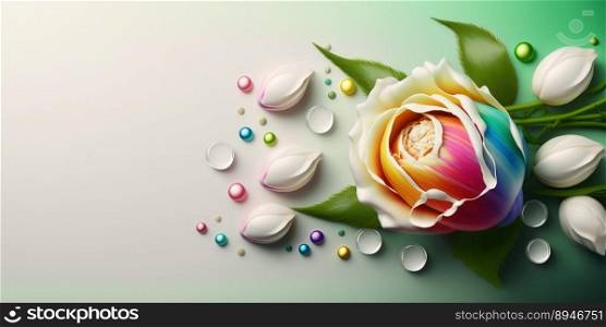Natural Natural 3D Illustration of Beautiful Colorful Rose Flower In Bloom