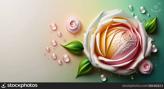 Natural Natural 3D Illustration of Beautiful Rose Flower In Bloom