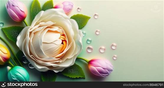Natural Natural 3D Illustration of Realistic Beautiful Rose Flower