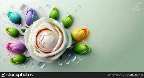 Natural Natural 3D Illustration of Realistic Beautiful Rose Flower In Bloom