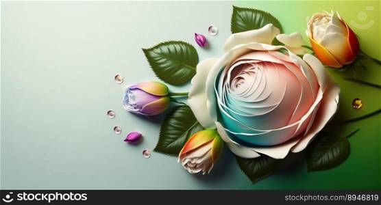 Natural Natural 3D Illustration of Rose Flower Blooming
