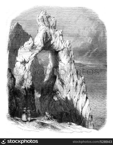 Natural park in the island of Capri, vintage engraved illustration. Magasin Pittoresque 1847.