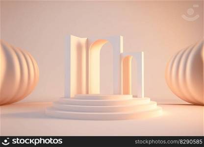 Natural podium background product display beige color luxury and minimal, 3d render. Natural podium background product display beige color luxury and minimal, 3d render AI Generated