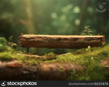 Natural podium in forest. Illustration Generative AI
