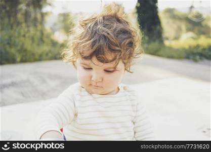 Natural portrait of a one year cute baby