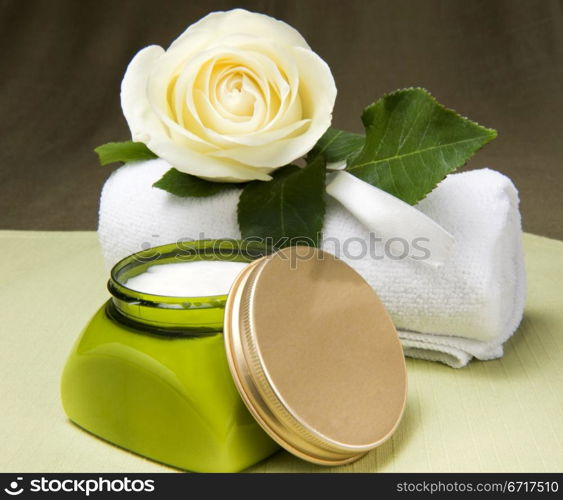 natural products for body care on colored background. Aromatherapy