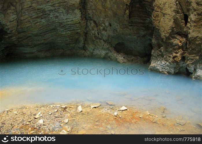 Natural Proval lake inside Mashuk mountain, Pyatigorsk, Northern Caucasus, Russian Federation