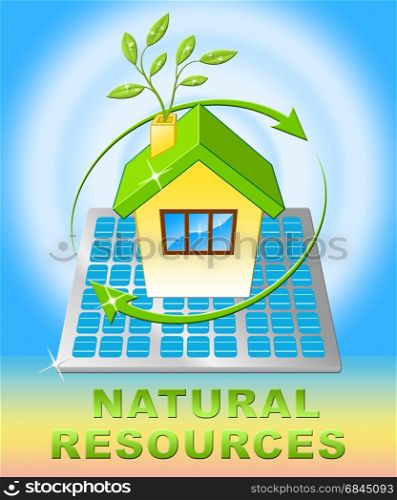Natural Resources House Design Displays Nature Assets 3d Illustration