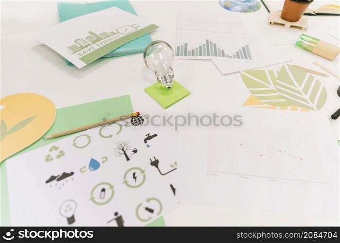 natural resources with icon graph desk
