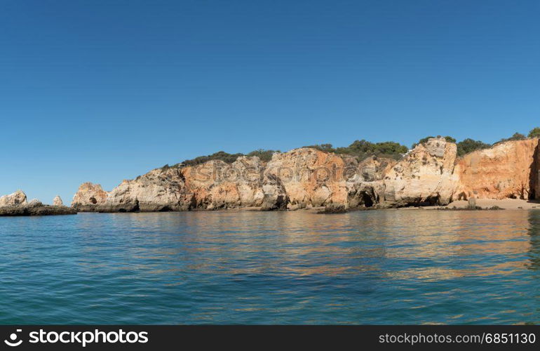 Natural rocks at Prainha in Algarve Portugal.