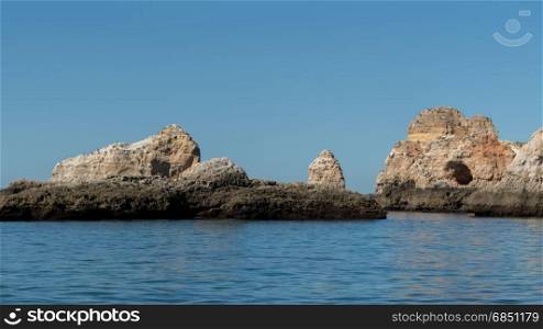 Natural rocks at Prainha in Algarve Portugal.