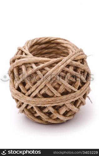 Natural rope ball on a white background. Natural rope ball, isolated, white background