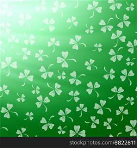 Natural Shamrock Texture. Cartoon Clover Leaves Isolated on Green Background. Patricks Day Banner. Natural Chamrock Texture