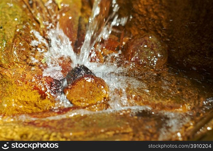 Natural source of mineral curative water of Russia. water splashing