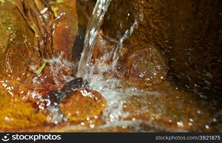 Natural source of mineral curative water of Russia. water splashing