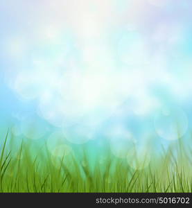 Natural spring and summer background with selective focus and grass on foreground