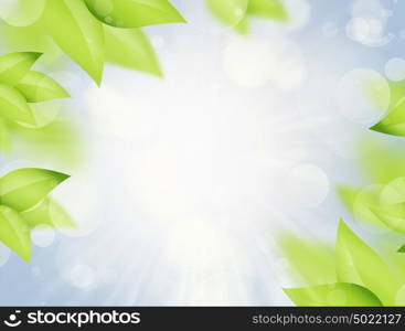 Natural spring and summer background with selective focus and leaves on foreground