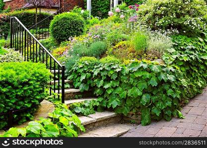 Natural stone garden stairs