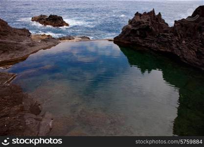 natural swimming pool at the coast of madeira island, Portugal