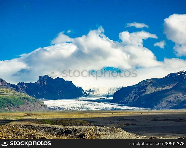 Natural view of Vatnajokull Glacier in Vatnajokull National Park in Iceland