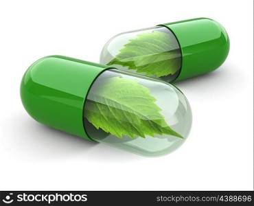 Natural vitamin pills. Alternative medicine. 3d