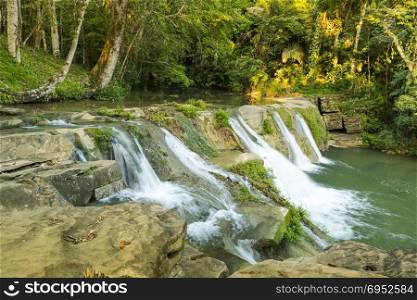 Natural water cascades of San Antonio waterfall in Toledo Belize
