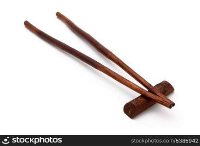 Natural wooden historical chopsticks isolated on white