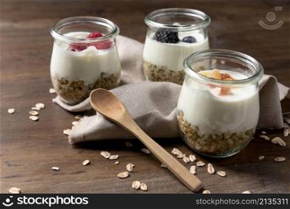 natural yougurt with granola cereals fruits