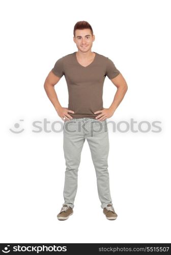 Natural young men with jeans isolated on a white background
