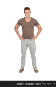 Natural young men with jeans isolated on a white background