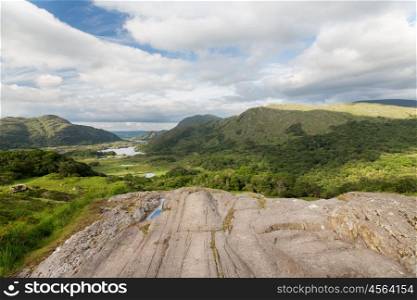 nature and landscape concept - view to Killarney National Park valley in ireland. view to Killarney National Park valley in ireland