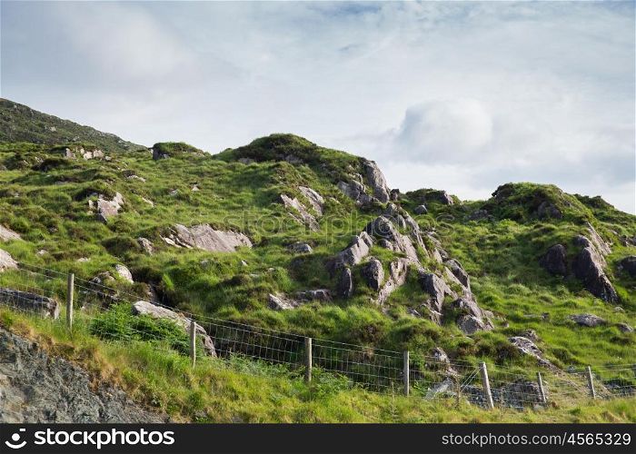 nature and landscape concept - view to rocky hills in ireland. view to rocky hills in ireland