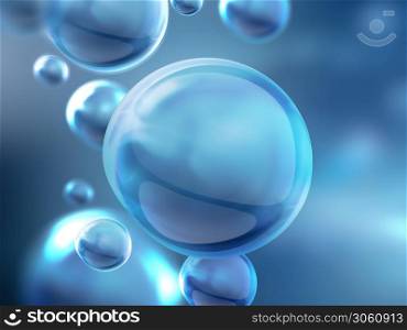 nature background with shining air bubbles under water