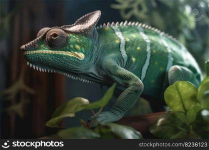 Nature chameleon animal reptile. Tropical amazing lizard. Generate Ai. Nature chameleon animal reptile. Generate Ai