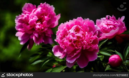 Nature, flower buds of pink roses in summer top view, wallpaper background. Header banner mockup with copy space. AI generated.. Nature, flower buds of pink roses in summer top view, wallpaper background. AI generated.