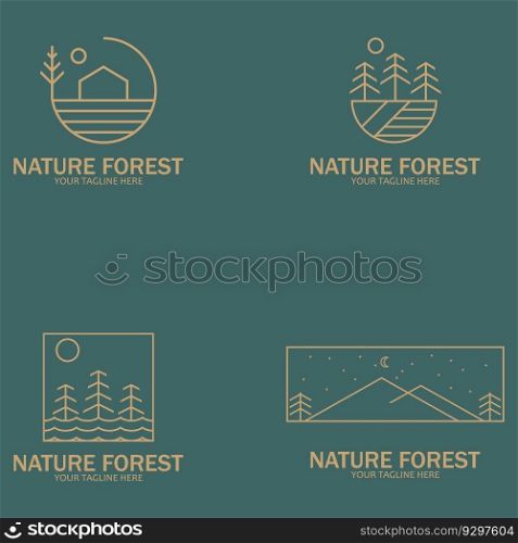 nature forest icon line art style icon vector illustration template design