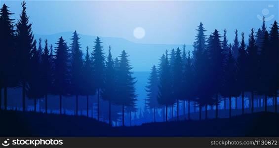 Nature forest Natural Pine forest mountains horizon Landscape wallpaper Mountains lake landscape silhouette tree sky red Sunrise and sunset Illustration vector style colorful view background